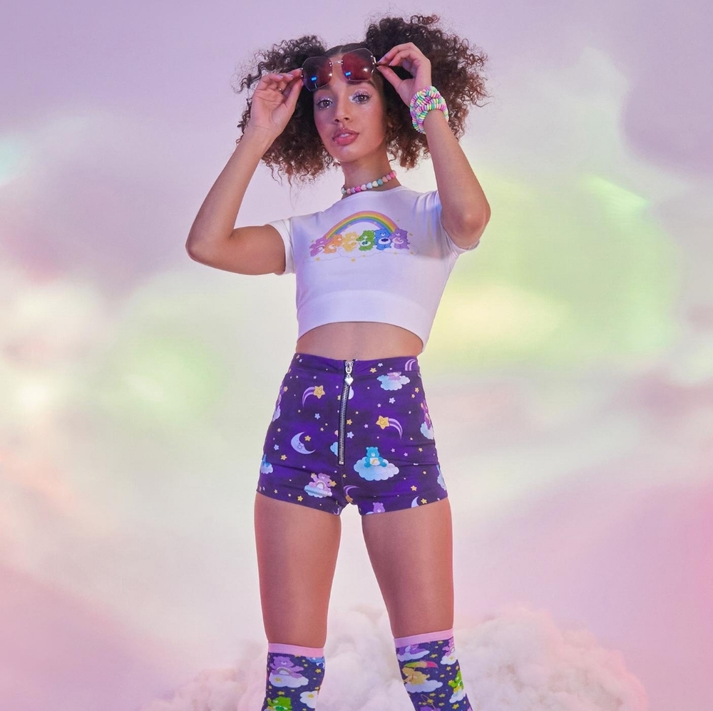 Dollskill x care bears twill high waisted moon shorts